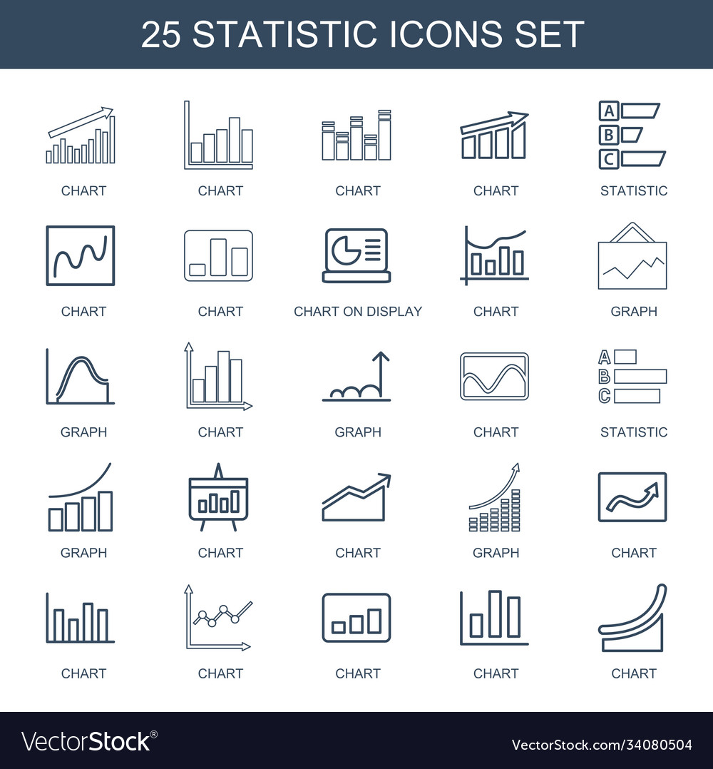 25 statistic icons Royalty Free Vector Image - VectorStock