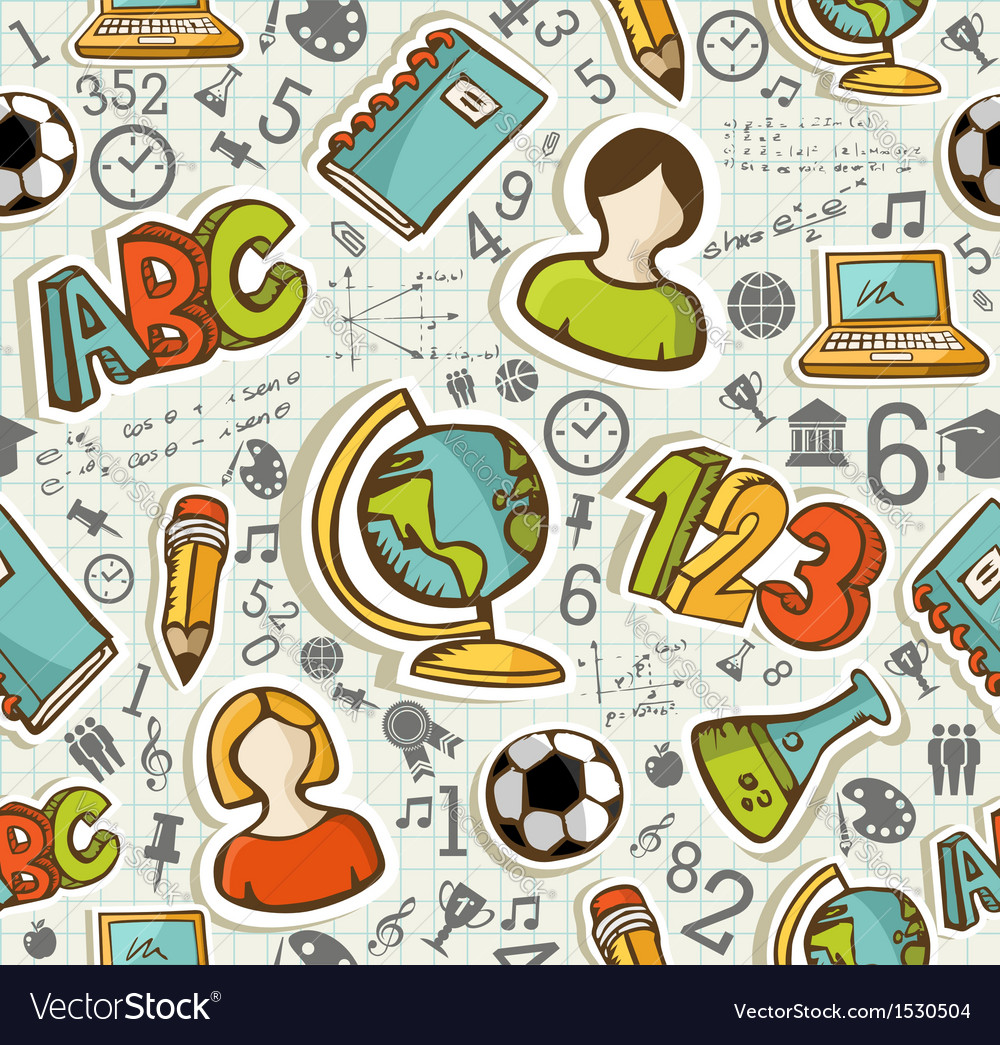 Back to school icons education seamless pattern Vector Image