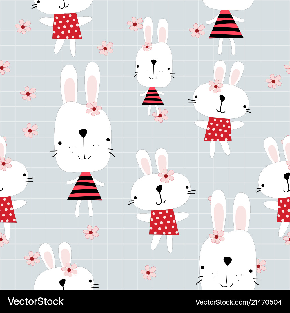 Cute rabbit bunny girl cartoon pattern Royalty Free Vector