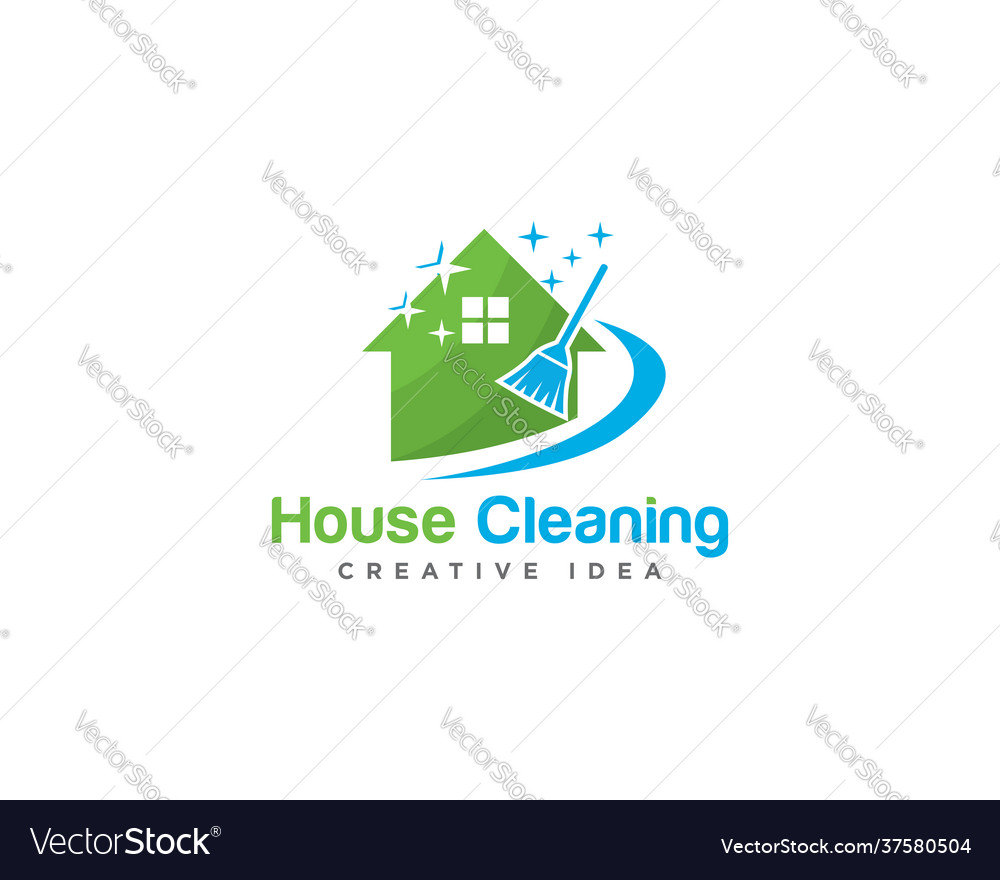 Home cleaning services logo design Royalty Free Vector Image