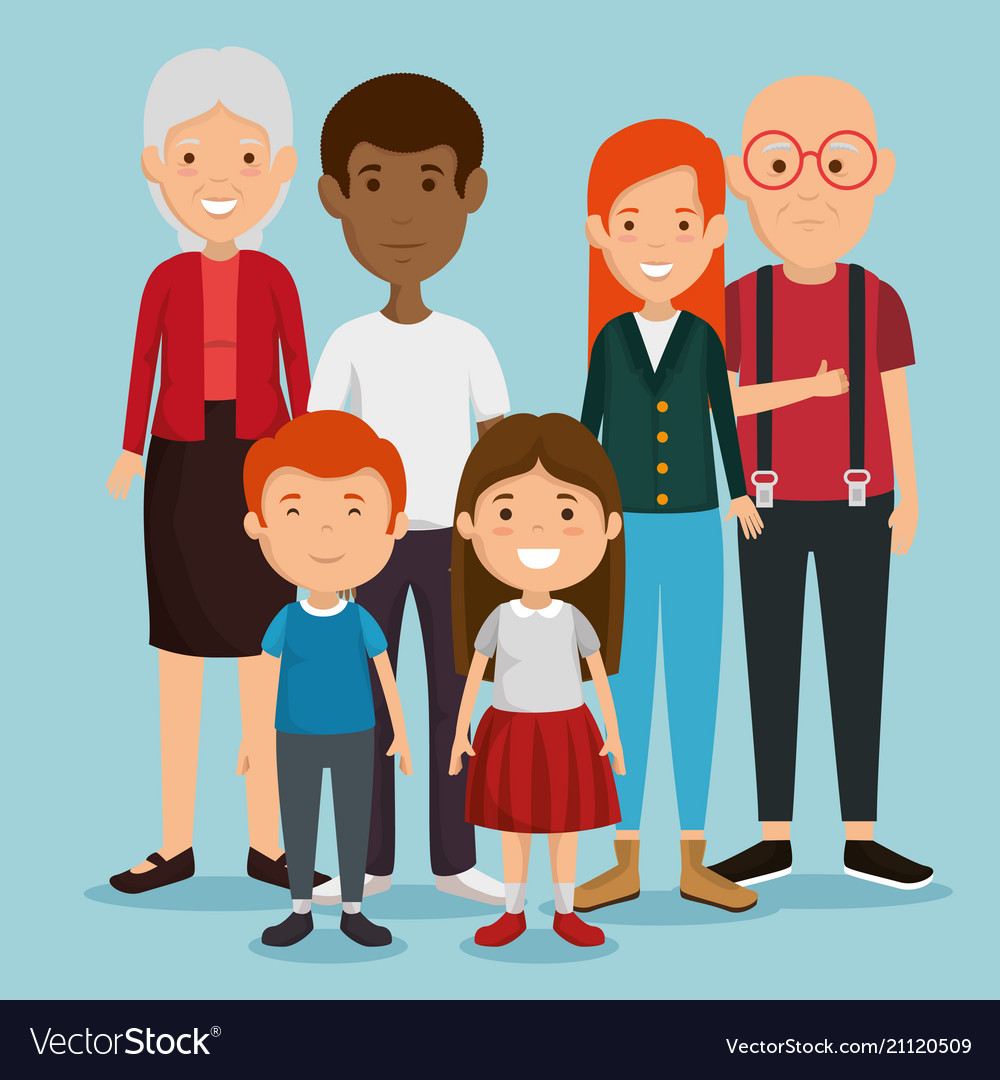 Group of family members avatars characters Vector Image