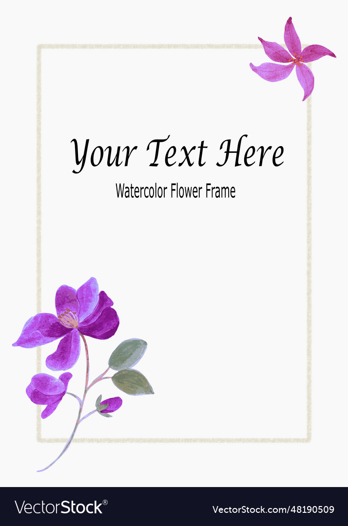 Hand painted watercolor purple flower background Vector Image