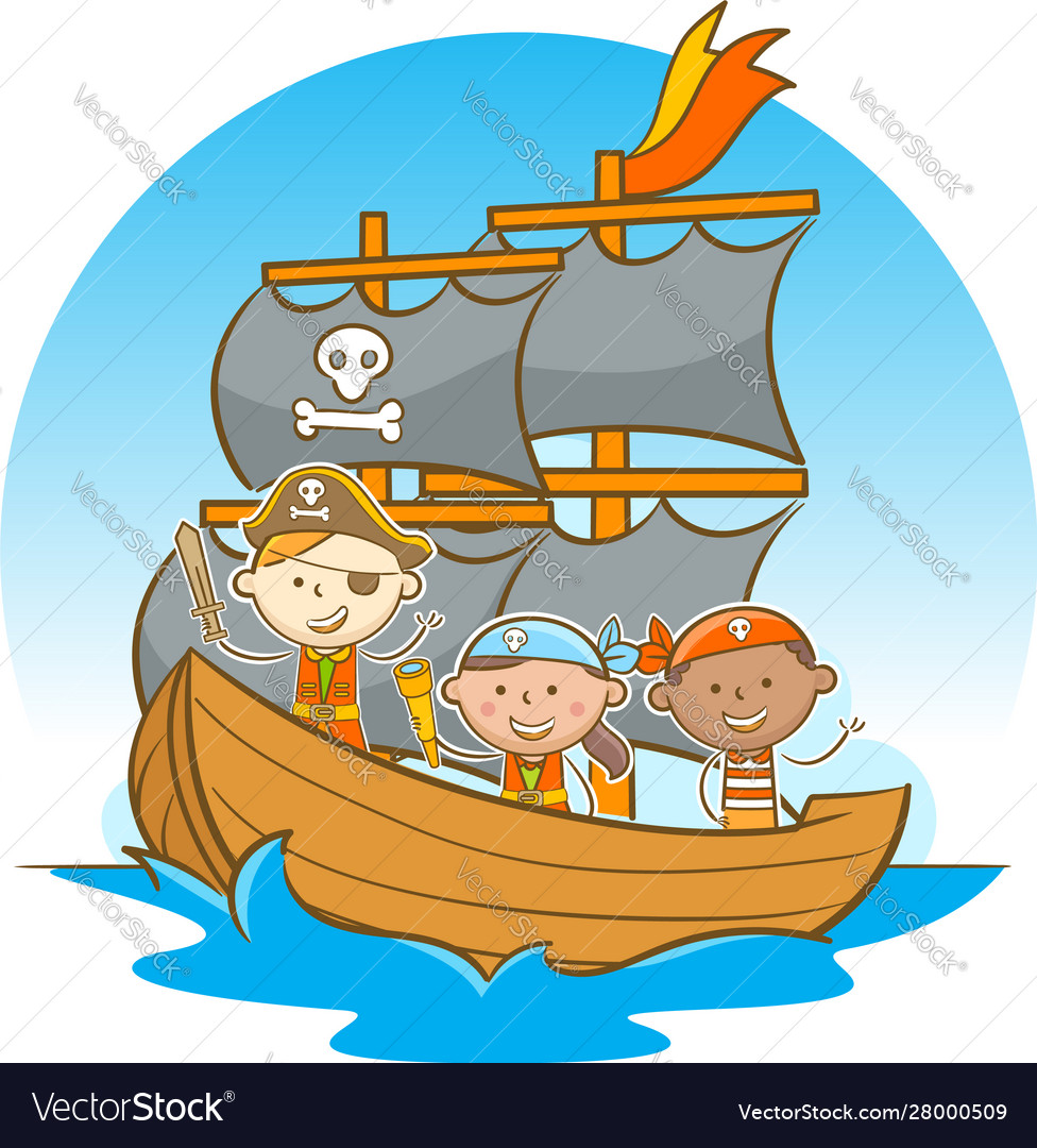 Kids sailing to sea Royalty Free Vector Image - VectorStock