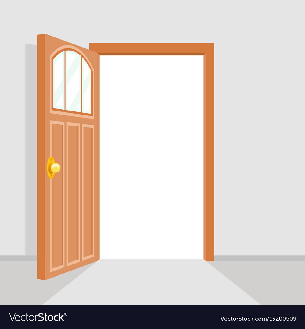 Open door house background flat design isolated Vector Image