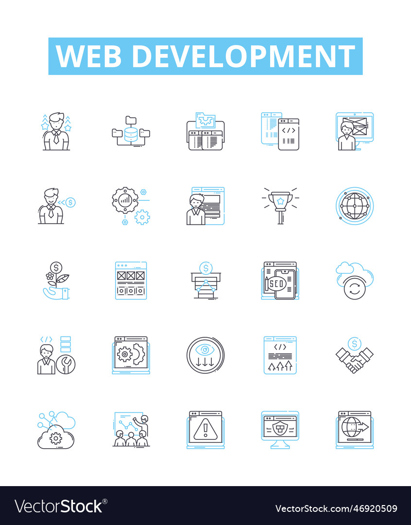 Web development line icons set Royalty Free Vector Image
