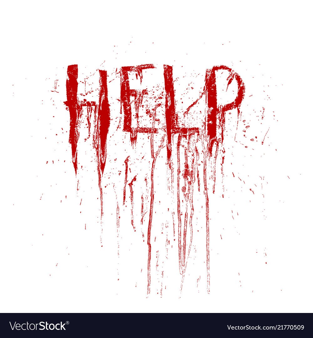 word help written with something red like blood on blood word