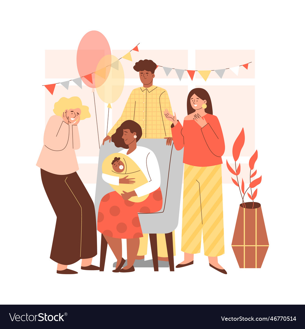 Happy people admire newborn flat style Royalty Free Vector