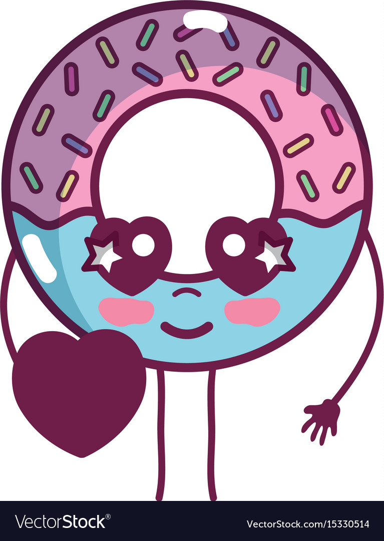 Kawaii cute tender donut dessert Royalty Free Vector Image