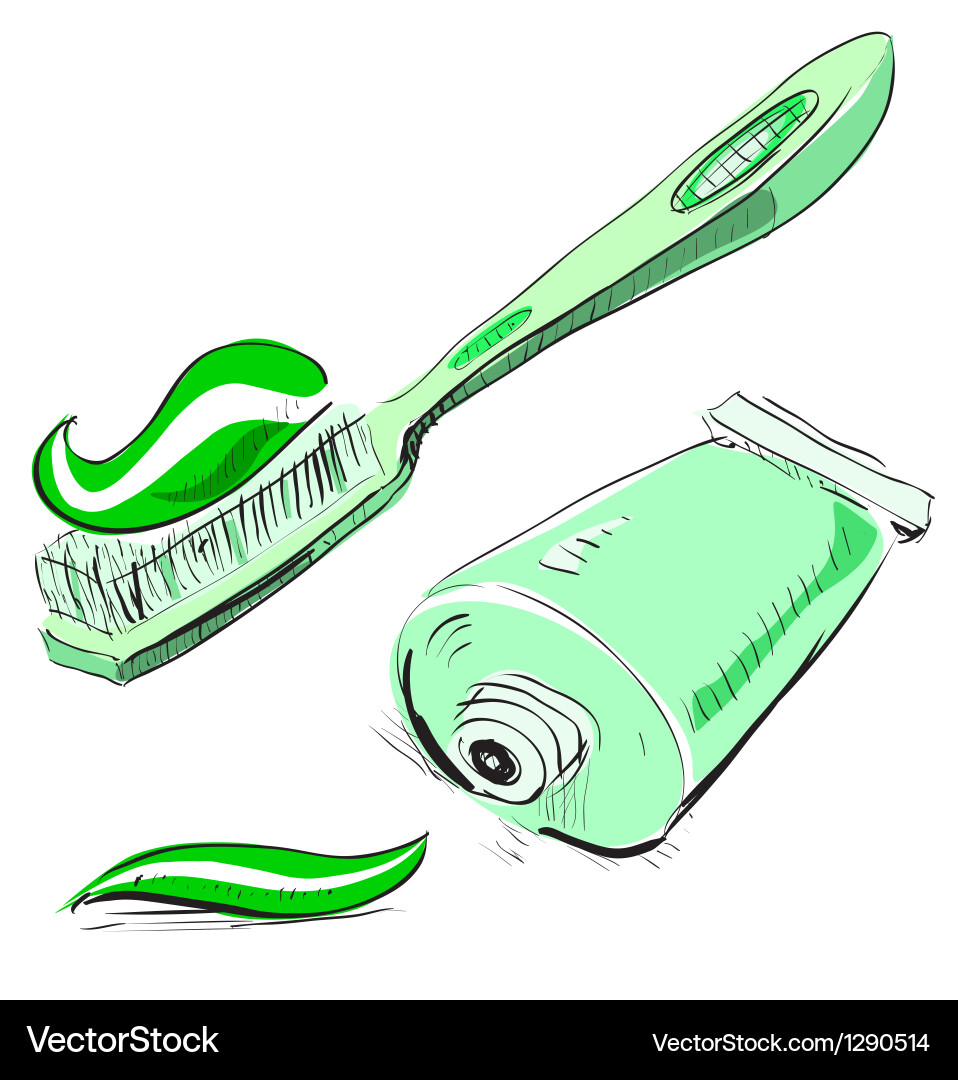 Toothbrush and toothpaste Royalty Free Vector Image