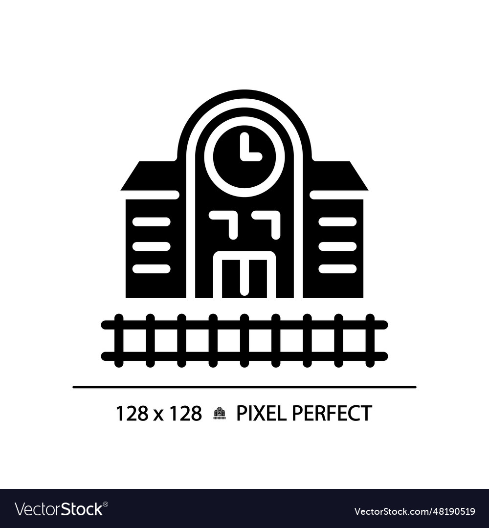 2d glyph style black railway station icon Vector Image