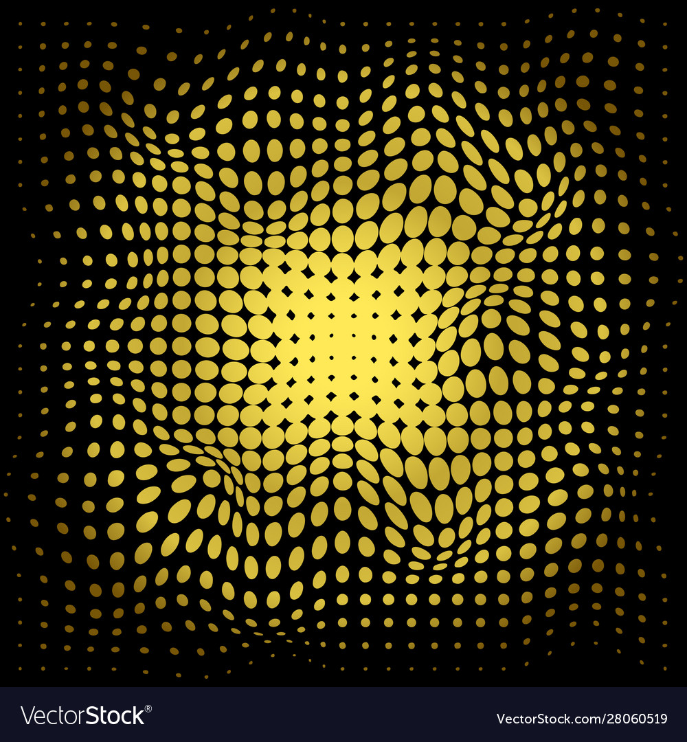 Abstract halftone gold dots pattern on black Vector Image