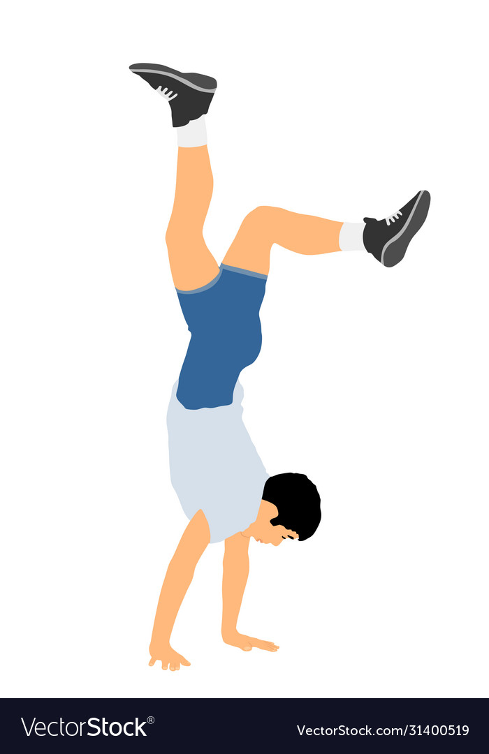 Boy doing cartwheel exercise sportsman acrobat Vector Image