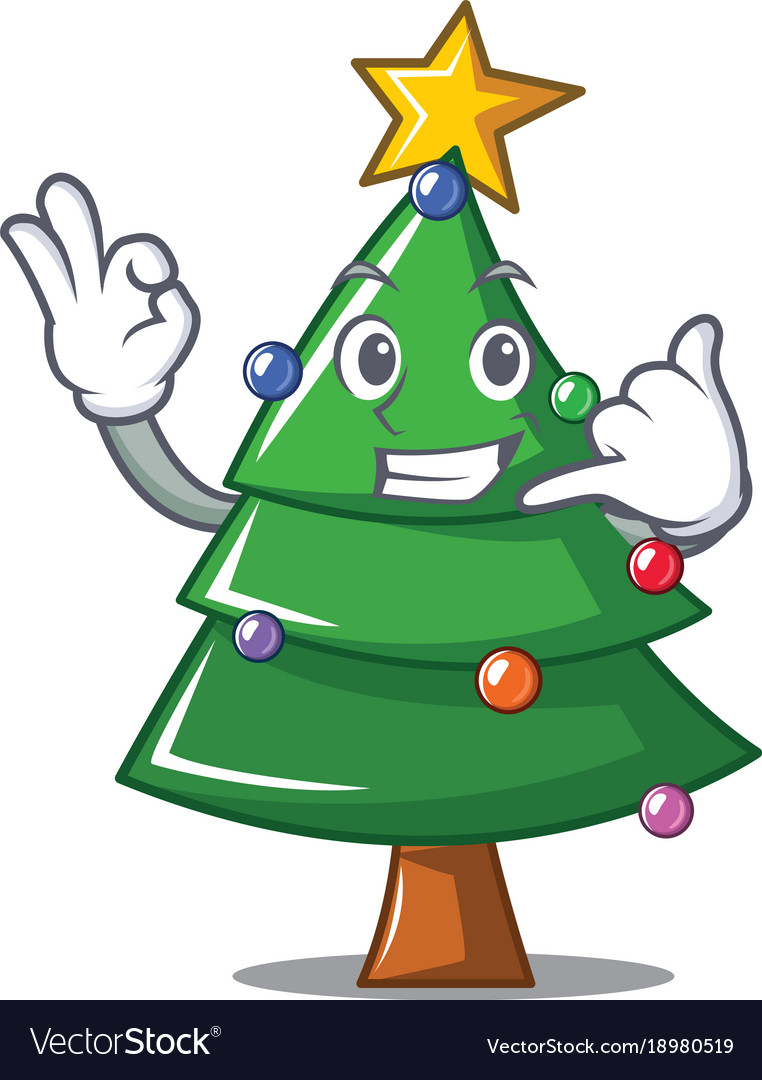 Call me christmas tree character cartoon Vector Image