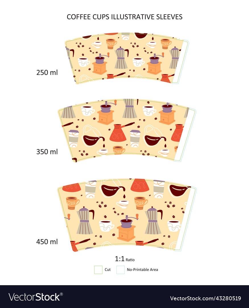 Coffee cups sleeves template Royalty Free Vector Image Coffee cups sleeves template Royalty Free Vector Image