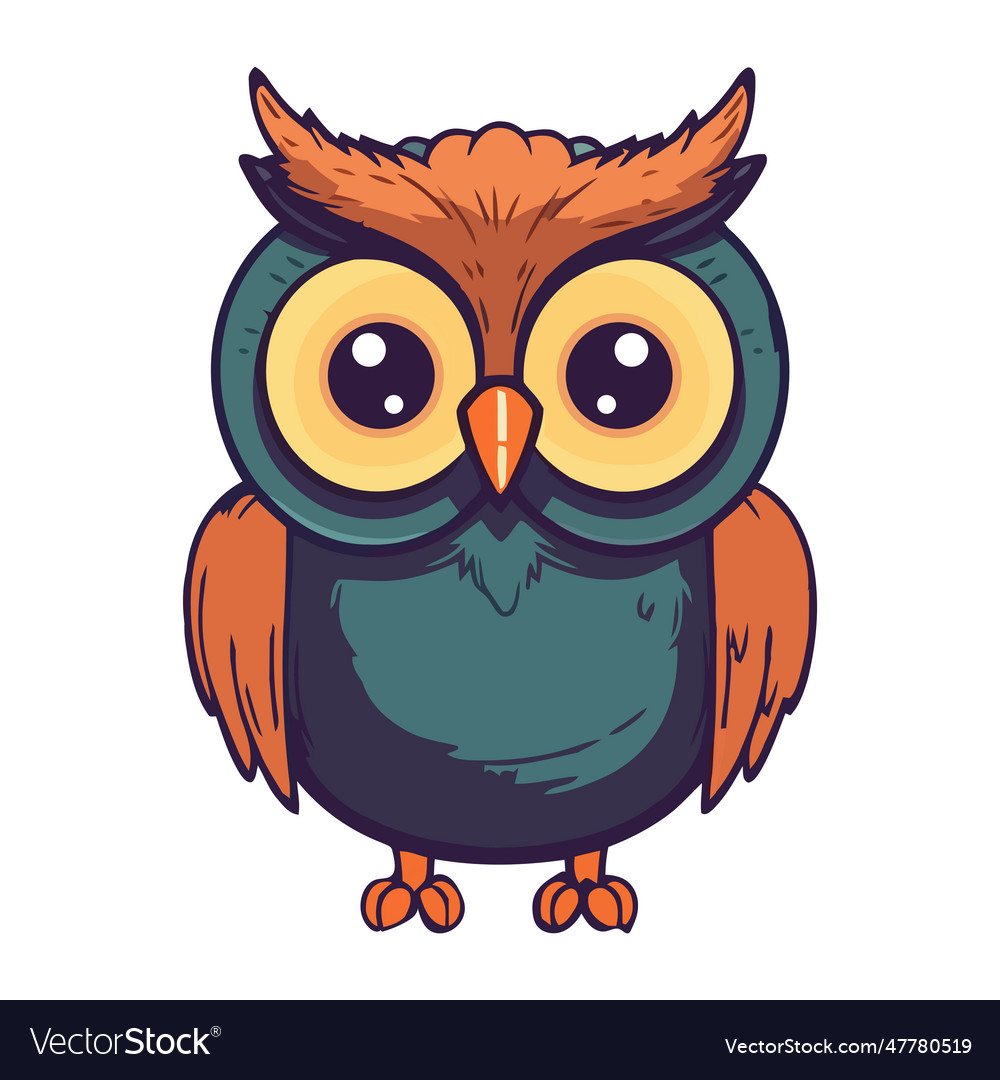 Cute cartoon owl flying with cheerful humor Vector Image