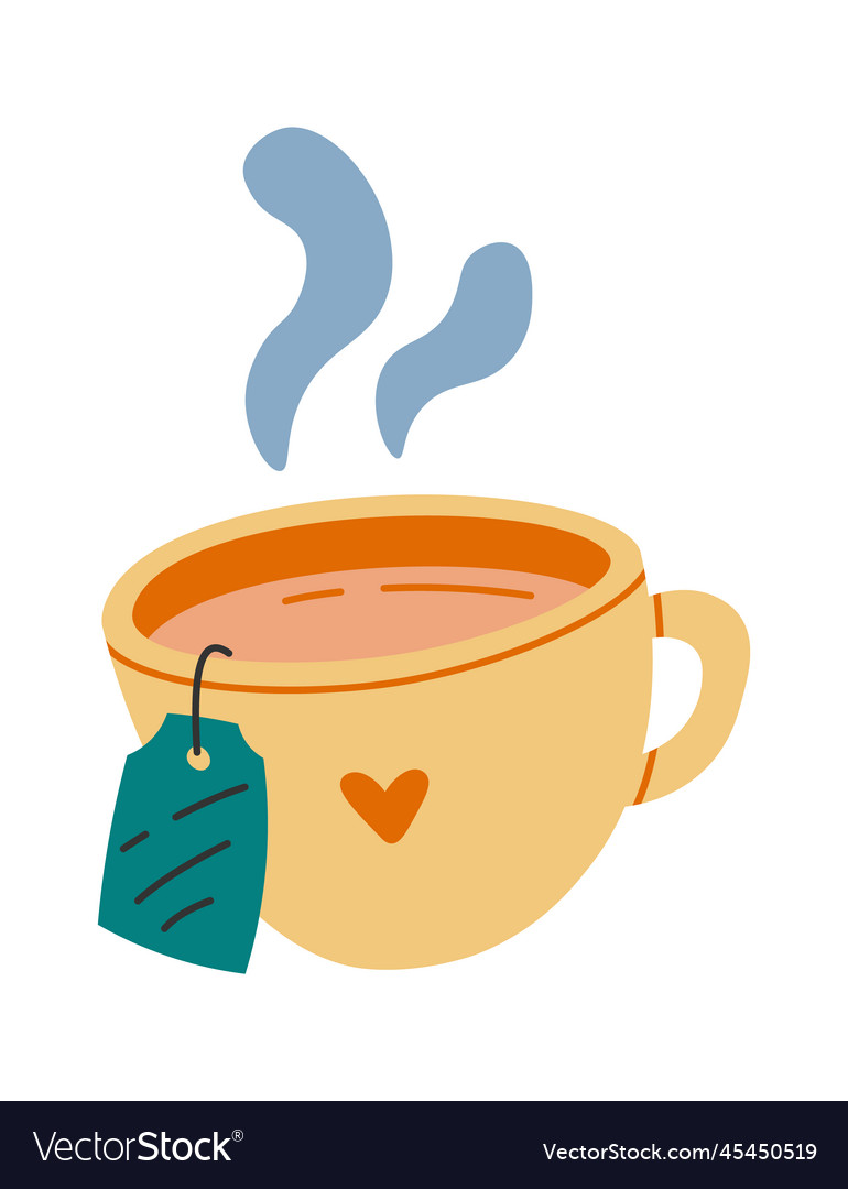 Tasty morning tea in cup flat icon Royalty Free Vector Image