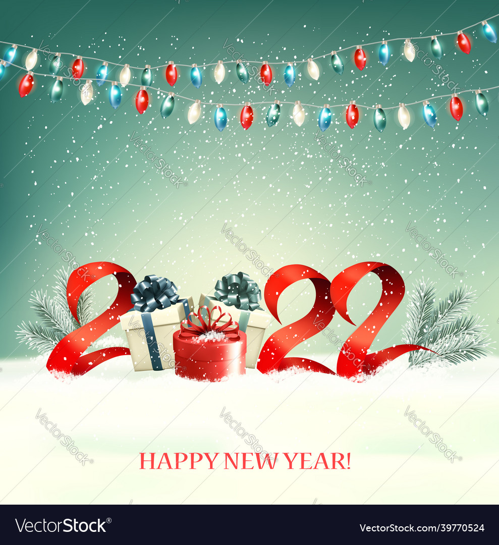 2022 new year background with gift boxes Vector Image