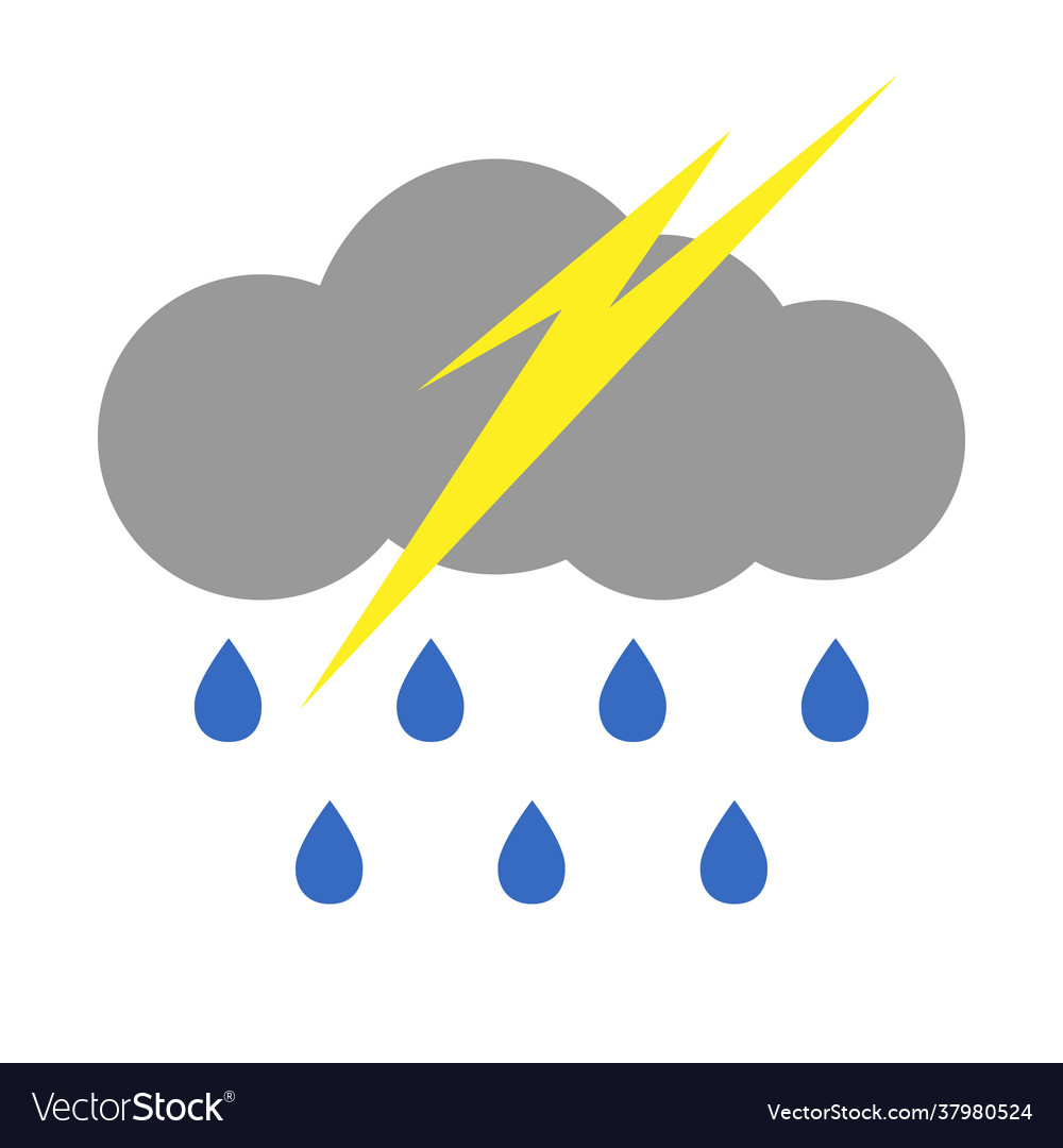 Cloud storm with lightning and rain isolated Vector Image