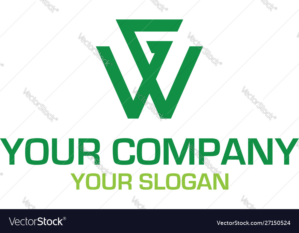 Gw green logo design Royalty Free Vector Image