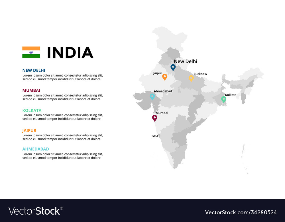 India map infographic template slide Royalty Free Vector