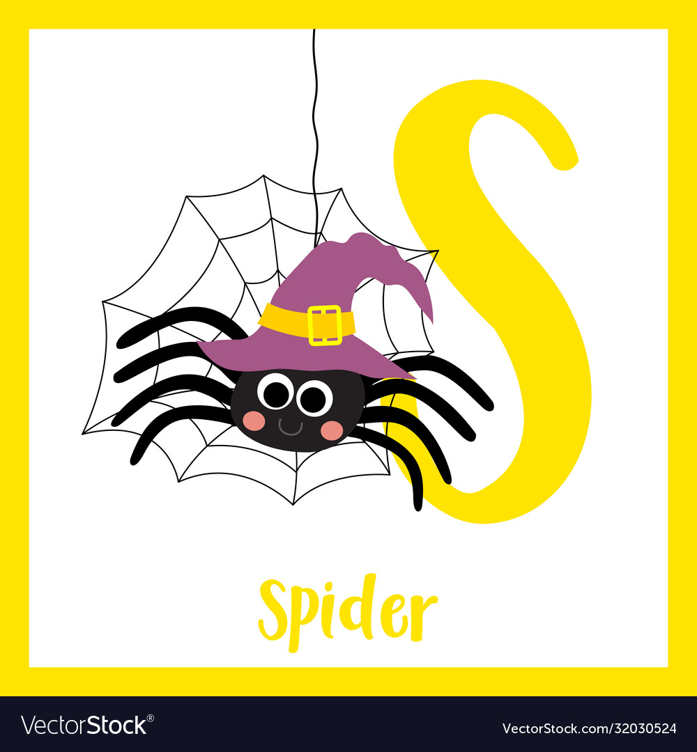 Letter s vocabulary spider Royalty Free Vector Image