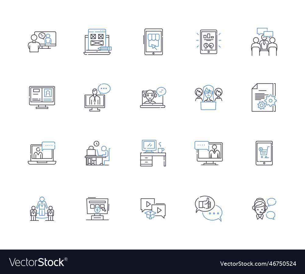 Social Media Outline Icons Collection Royalty Free Vector