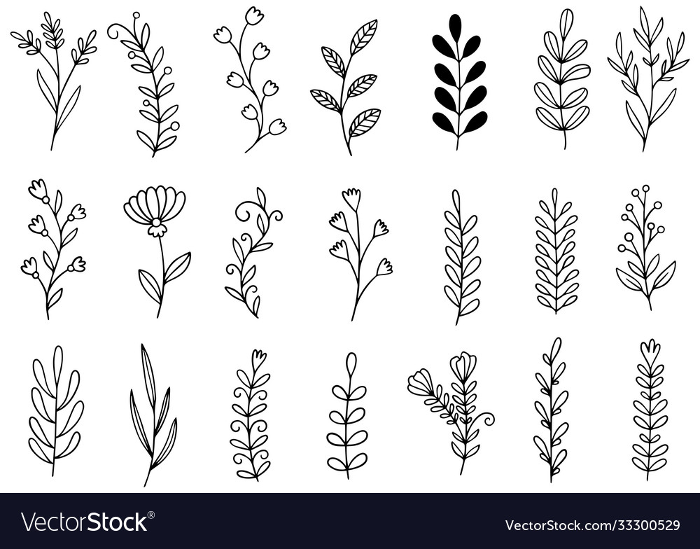 0097 hand drawn flowers doodle Royalty Free Vector Image