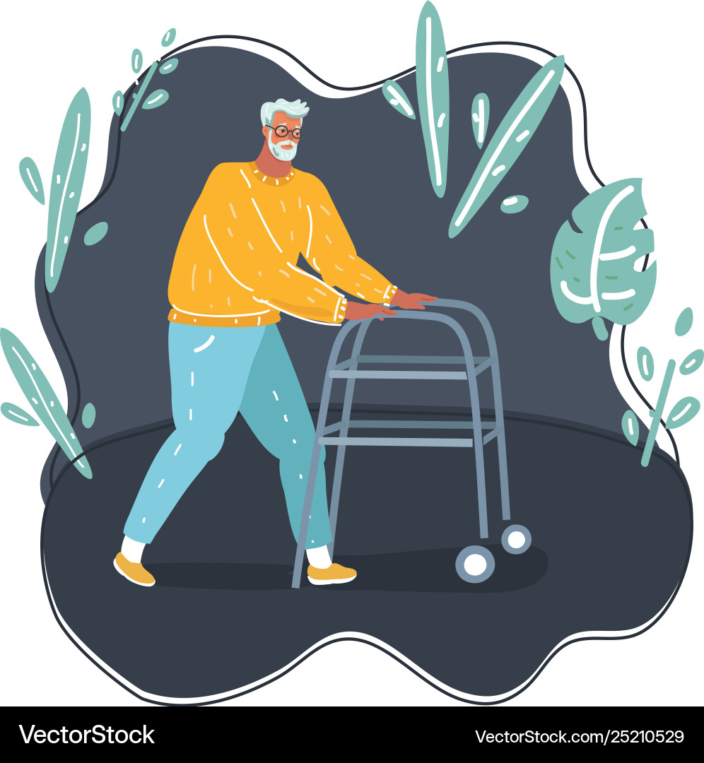 Elderly man walking Royalty Free Vector Image - VectorStock