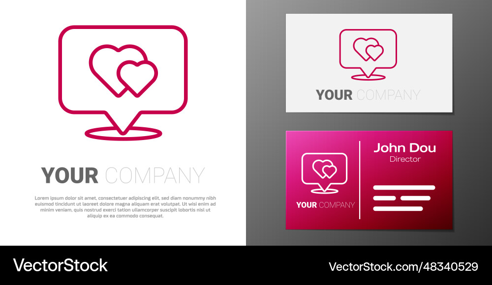 Logotype line map pointer with heart icon Vector Image
