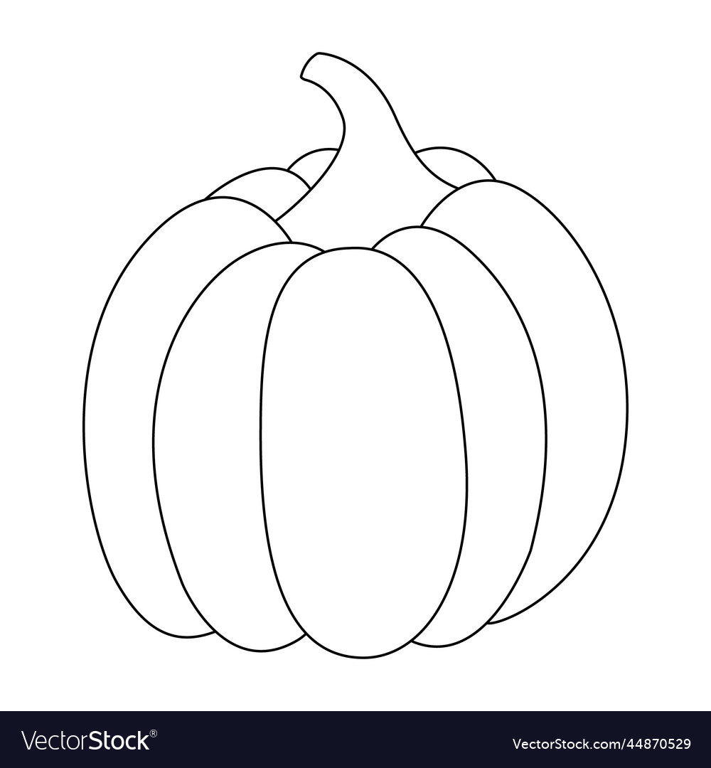 Pumpkin with a black outline of a hand-drawn Vector Image