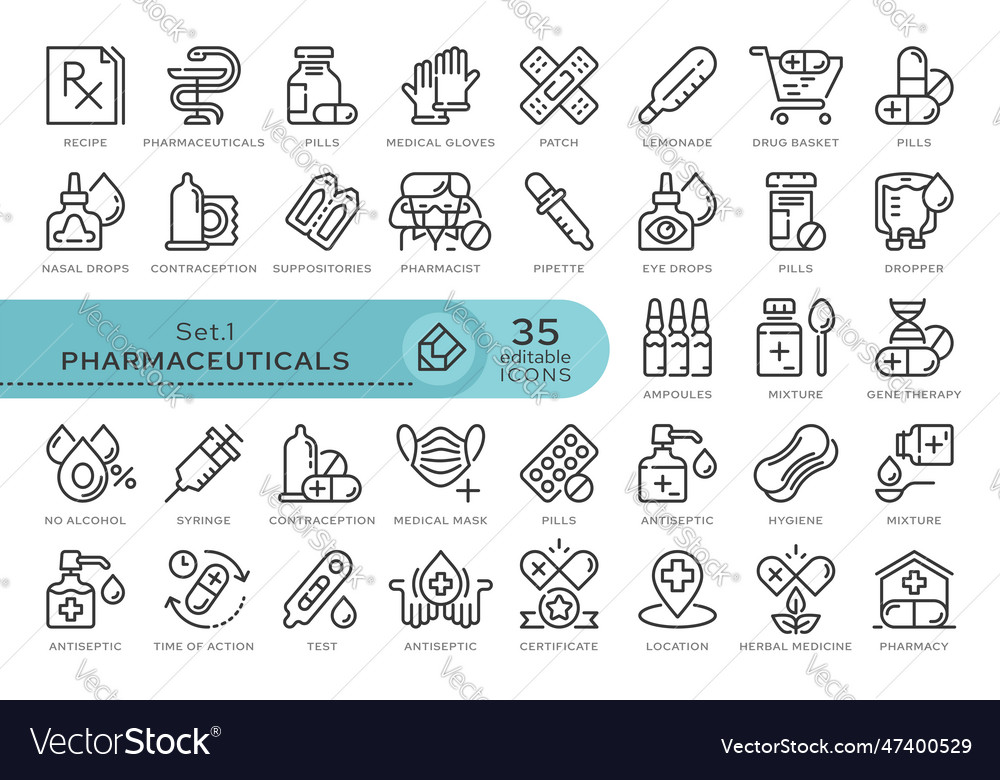 Set icons farmacy 01 Royalty Free Vector Image