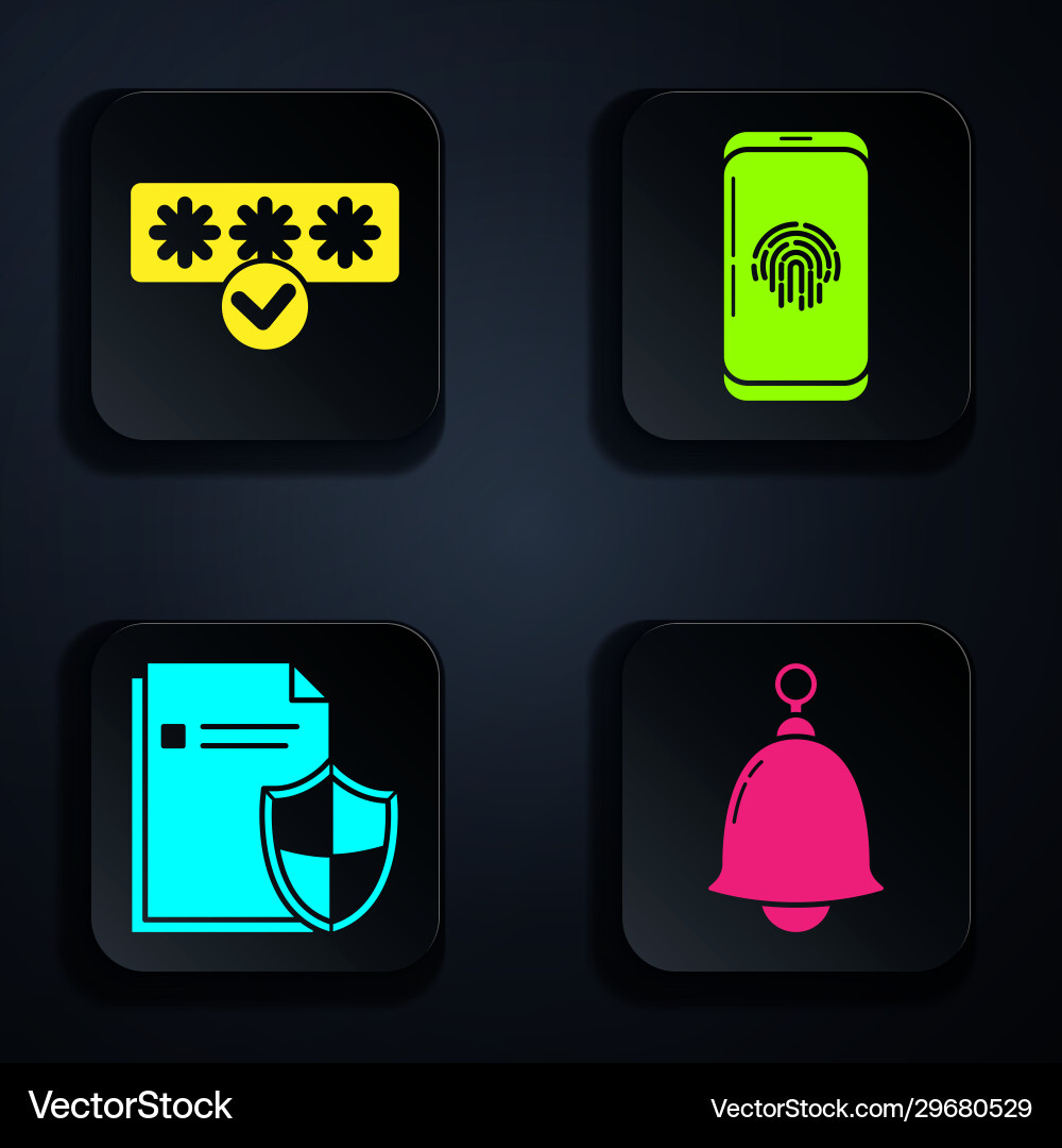 Set ringing bell password protection and safety Vector Image