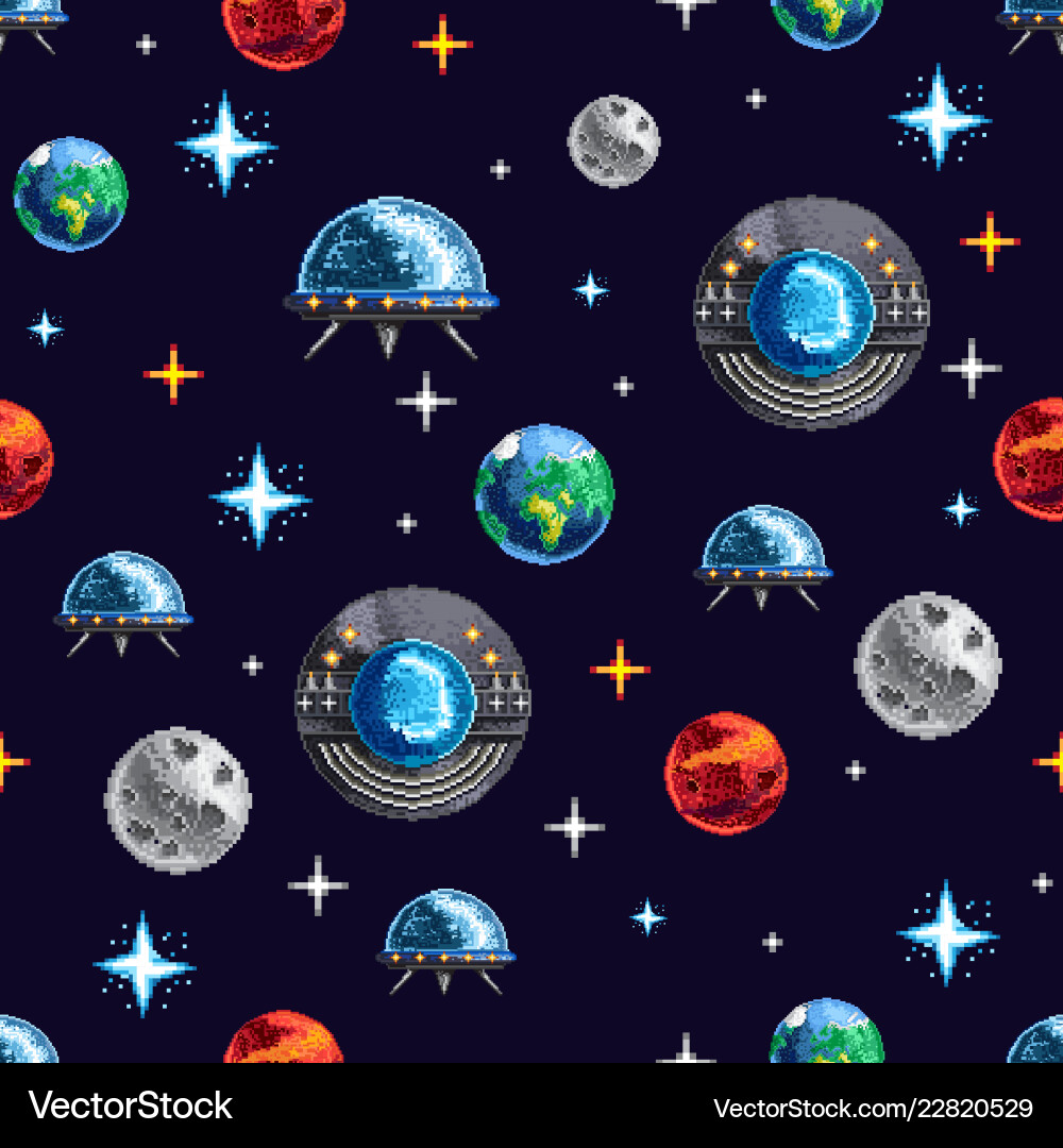 Space Repeat Pixel Background Royalty Free Vector Image