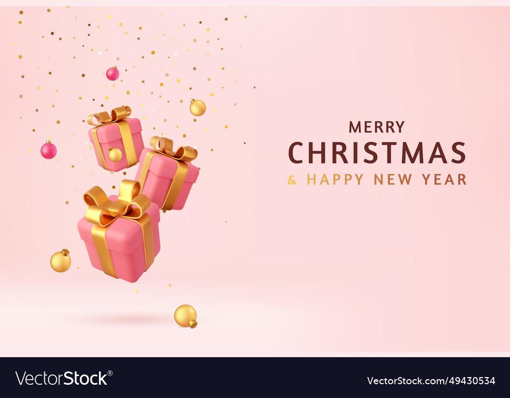 3d merry christmas and happy new year background Vector Image