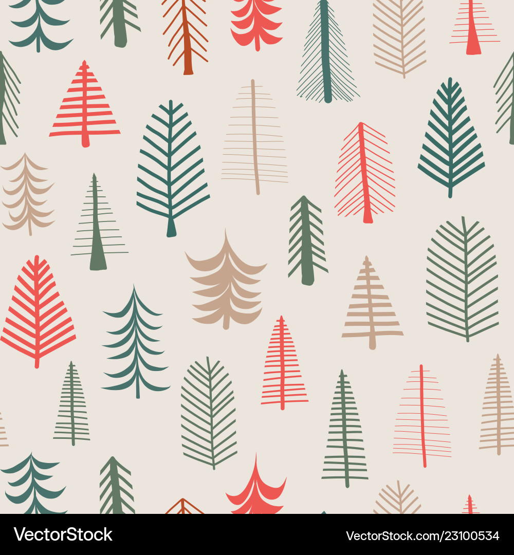 Christmas tree background seamless pattern Vector Image