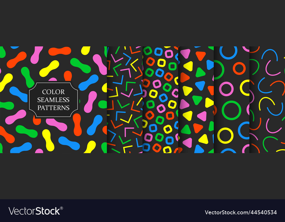 Collection of seamless funky patterns Royalty Free Vector