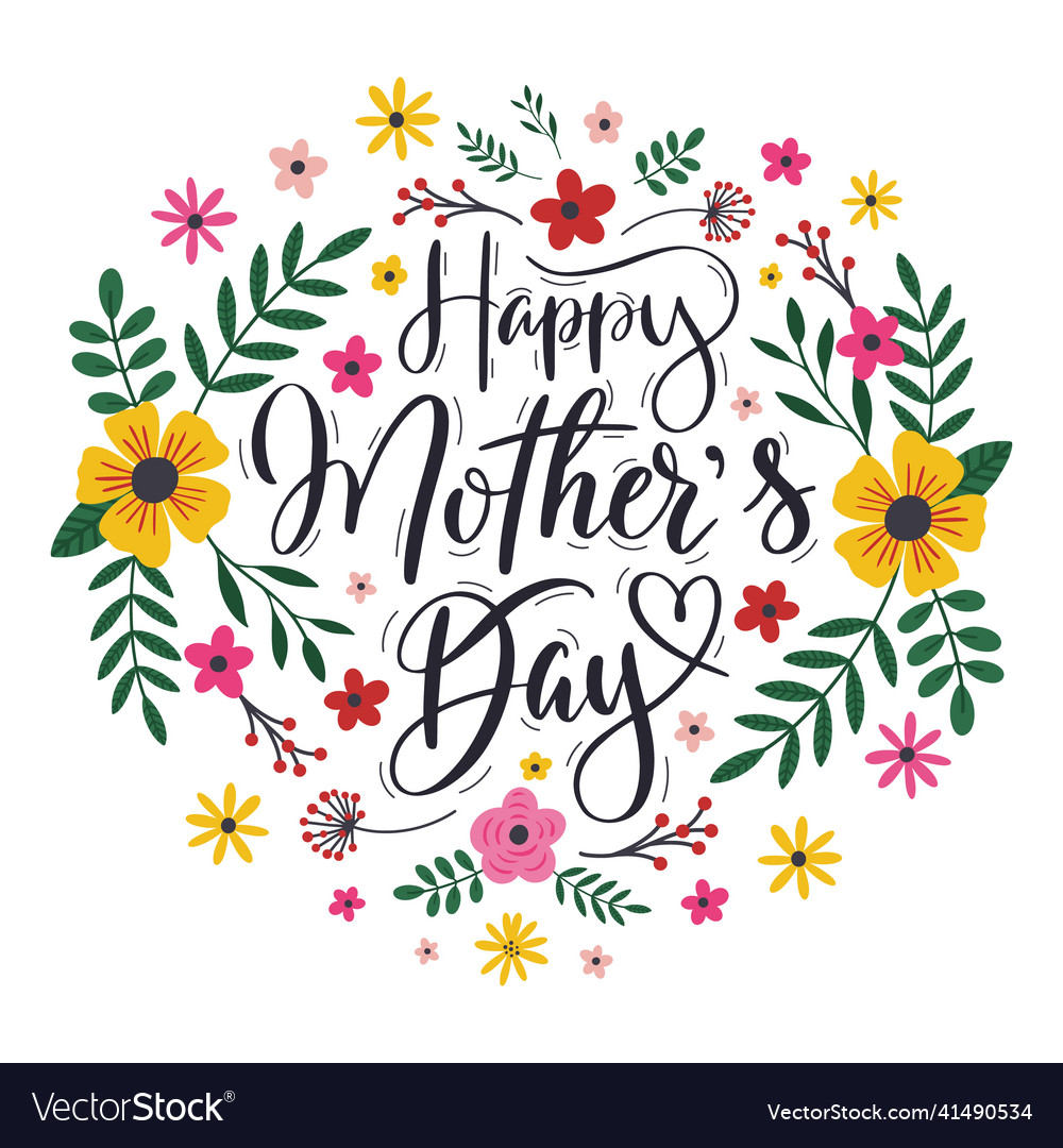 Happy mothers day handwritten lettering greeting Vector Image