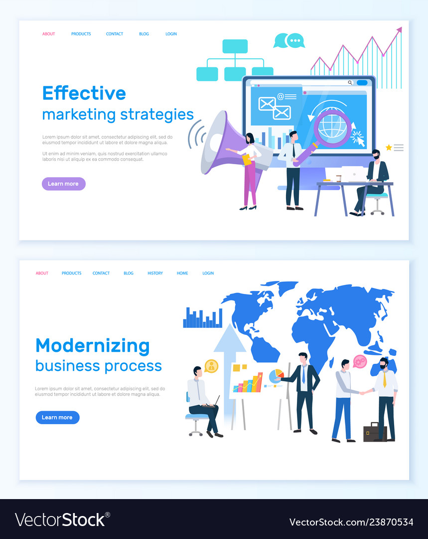 Marketing strategies modernizing business process Vector Image