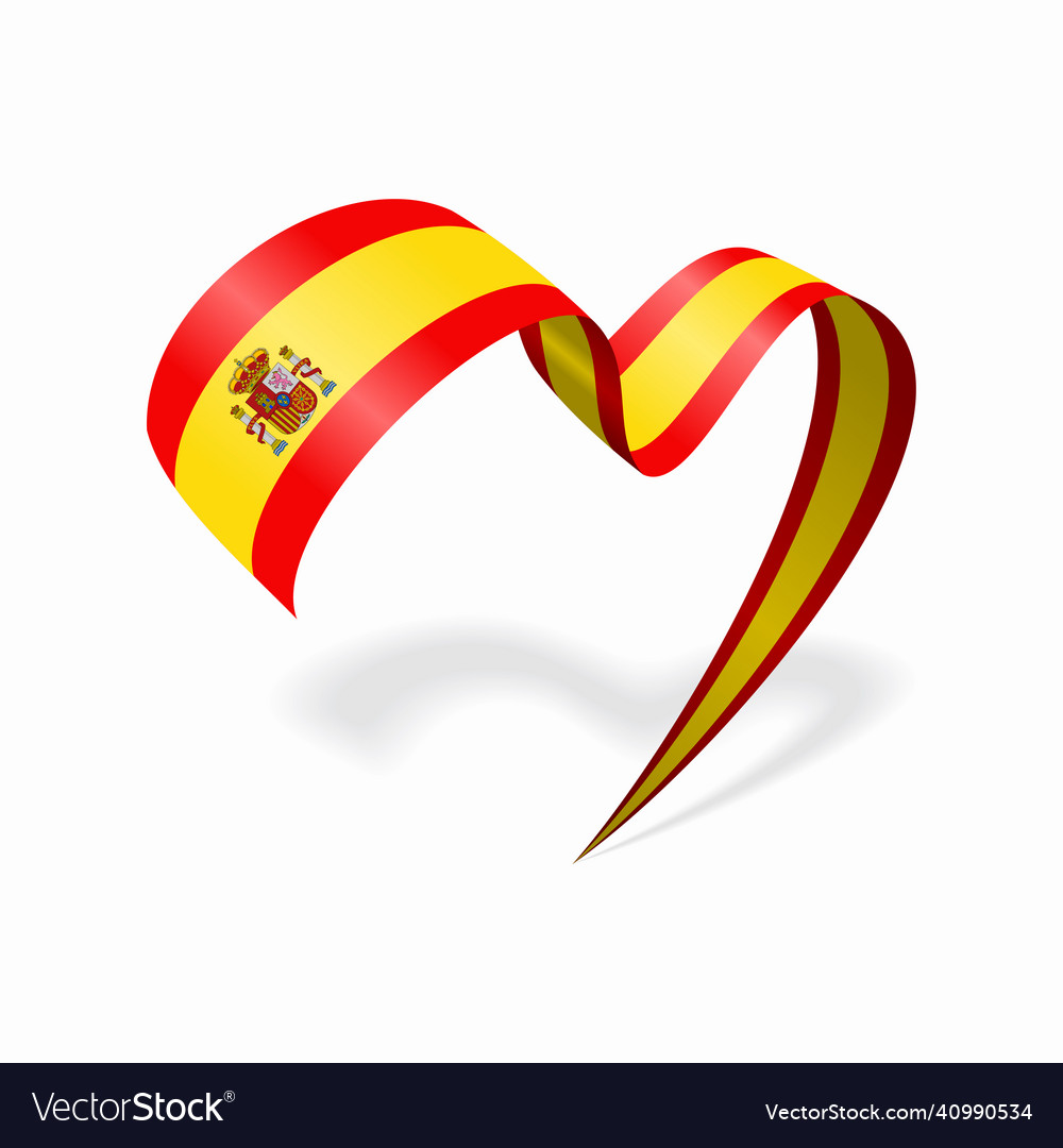 Spanish flag heart shaped ribbon Royalty Free Vector Image