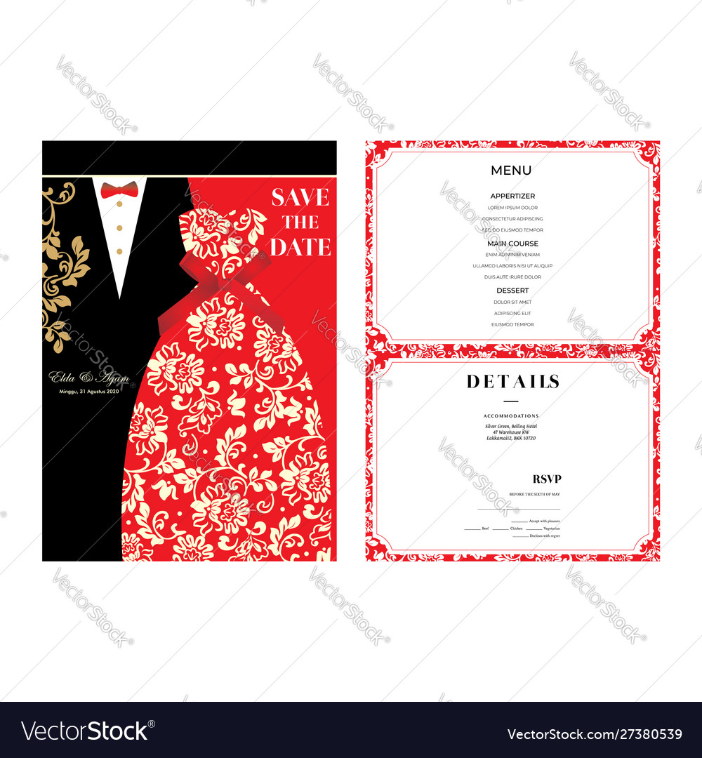 Bride and groom wedding invitation template Vector Image Bride and groom wedding invitation template Vector Image