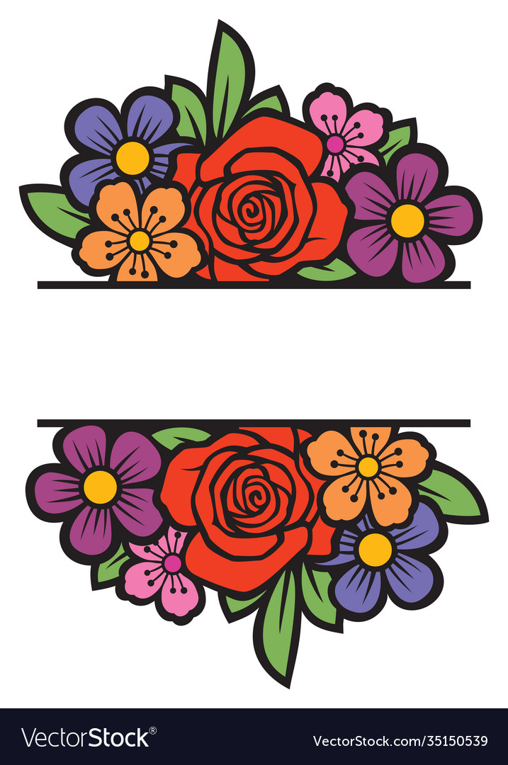 Floral frame or border bouquet flowers vector image Floral frame or border bouquet flowers
