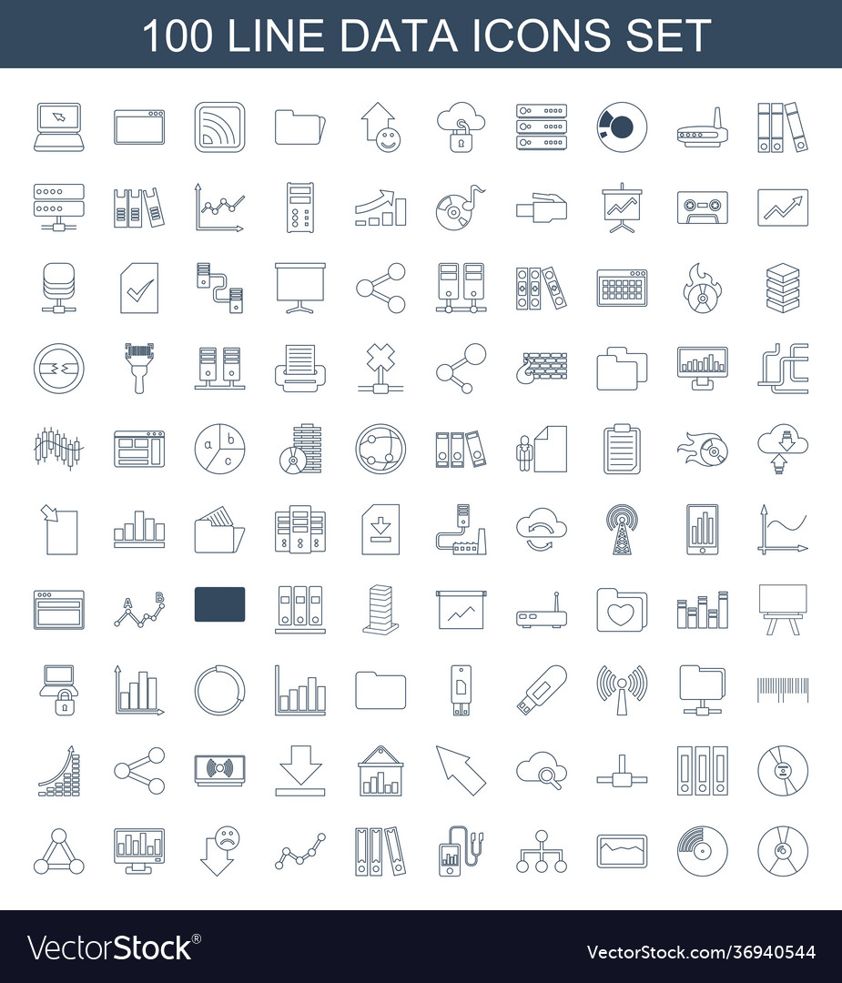 100 data icons Royalty Free Vector Image - VectorStock