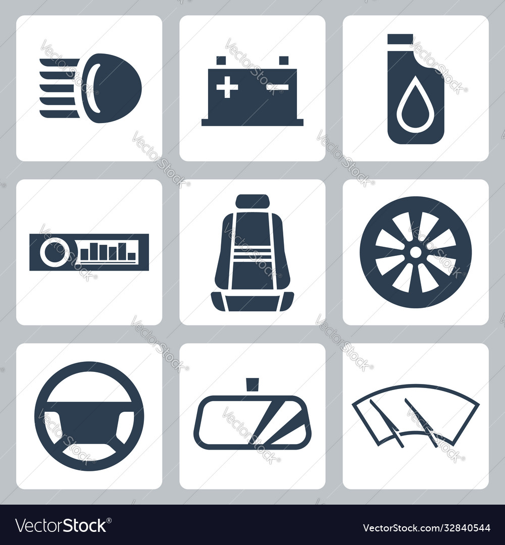 Auto parts icons set Royalty Free Vector Image