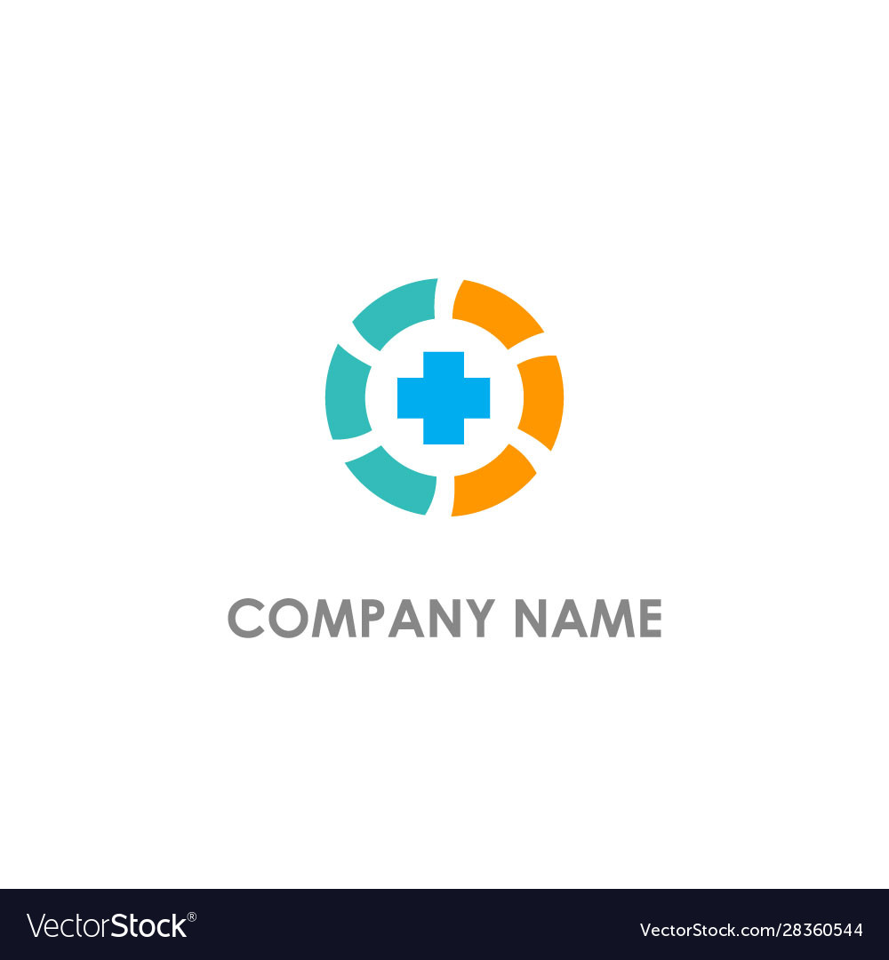 Cross medic sign round logo vector image Cross medic sign round logo
