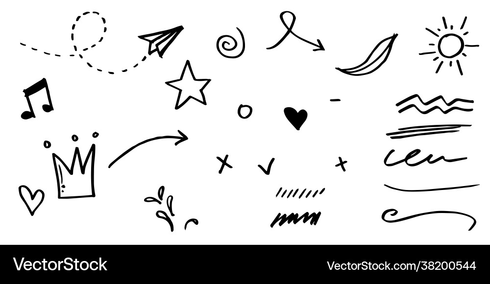 Hand drawn set curly swishes swashes swoops Vector Image