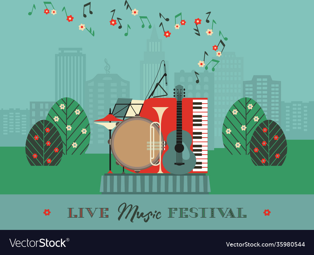 Live music outdoor festival poster template Vector Image