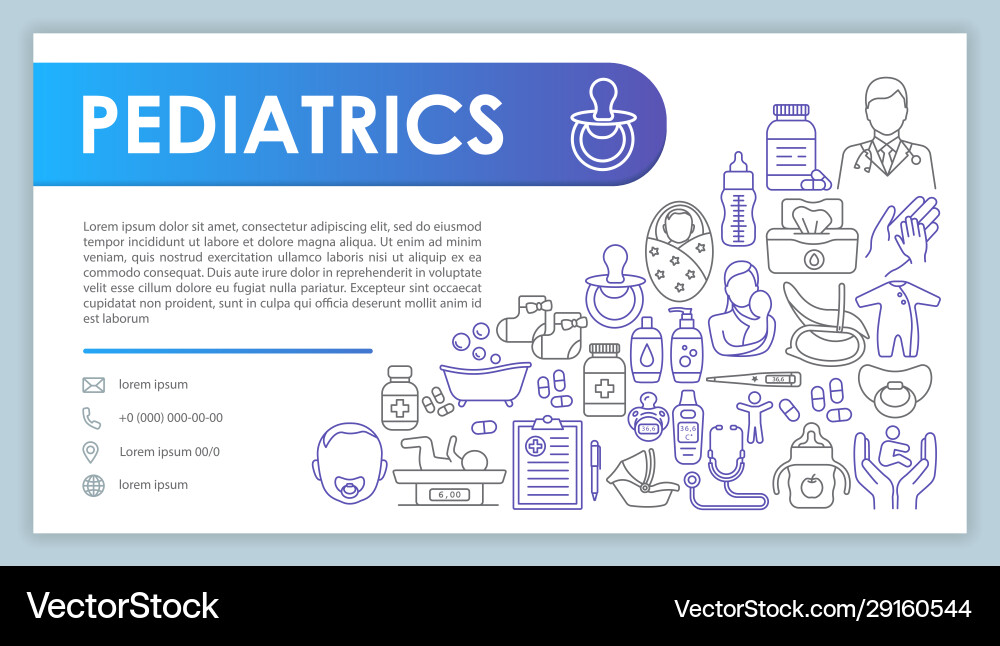 Pediatrics Web Banner Business Card Template Vector Image