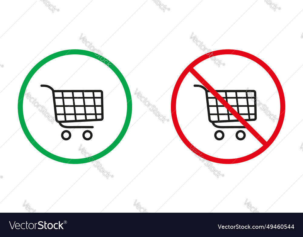 Shopping cart warning signs trolley basket Vector Image