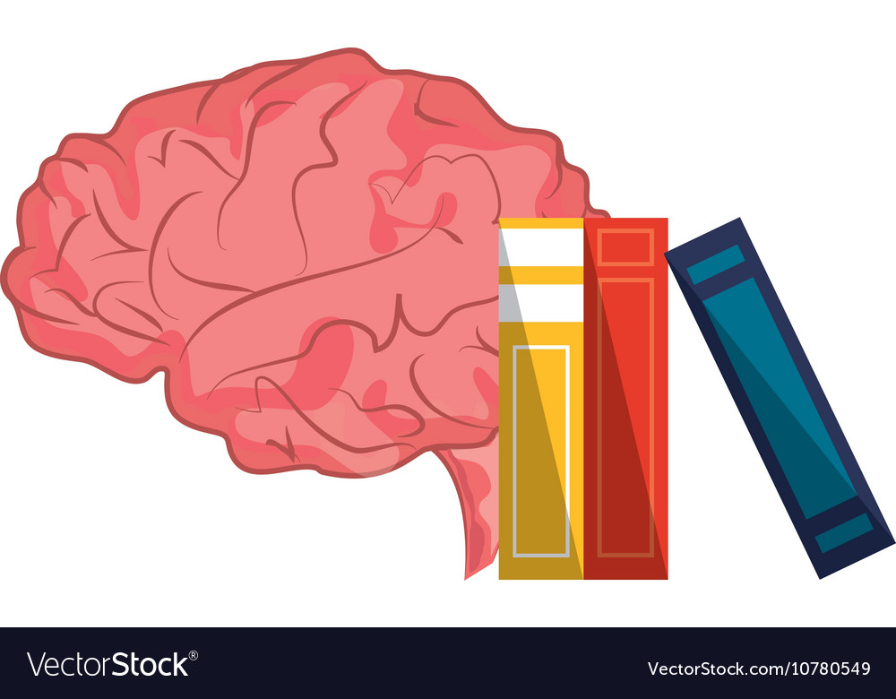 Brain and books icon Royalty Free Vector Image