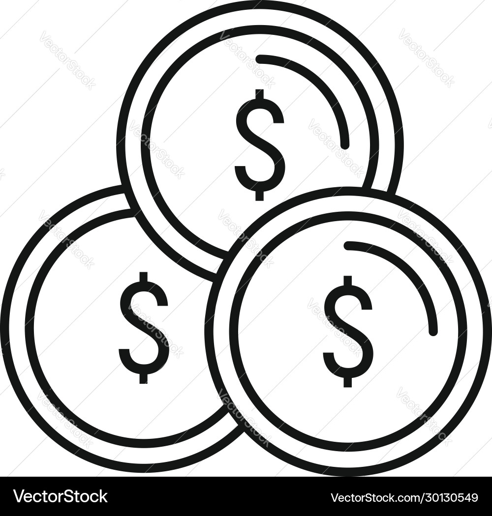 Coins stack icon outline style Royalty Free Vector Image